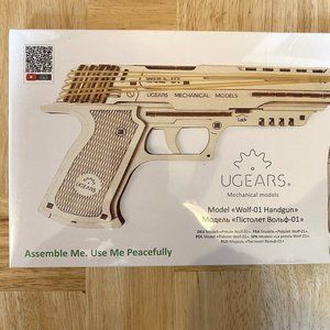 Ugears Wolf-01 Mechanical Hand Gun Wooden Model KIT - 3D Puzzle - NEW